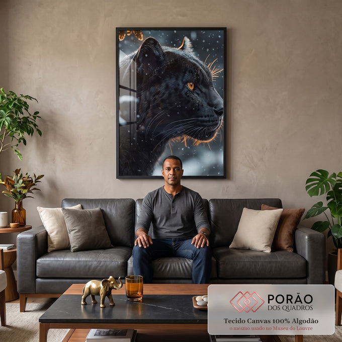Quadro Decorativo Pantera - Arte que Inspira e Protege em sala de estar moderna - quadros decorativos para sala