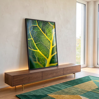 Quadro Decorativo Folha Verde Inspiração em ambiente decorado - quadros decorativos para sala
