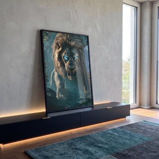 Quadro Decorativo Olhar de Leão - Arte Emocional Para Seu Espaço em ambiente decorado - quadros decorativos para sala
