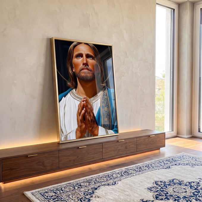 Quadro Decorativo Série de Oração: Religioso Serene em ambiente decorado - quadros decorativos para sala