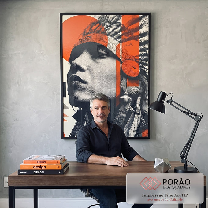 Quadro Decorativo Indígena Moderno em escritorio moderno - quadros decorativos para sala