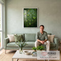 Quadro Decorativo Folha Brilhante em sala de estar moderna - quadros decorativos para sala