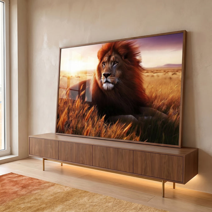 Quadro Decorativo Majestade da Savana em ambiente decorado - quadros decorativos para sala