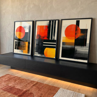 Quadro Decorativo Abstrato Oásis Alaranjado em ambiente decorado - quadros decorativos para sala