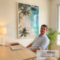 Quadro Decorativo Paisagem Tropical - Beira da Praia em escritorio moderno - quadros decorativos para sala