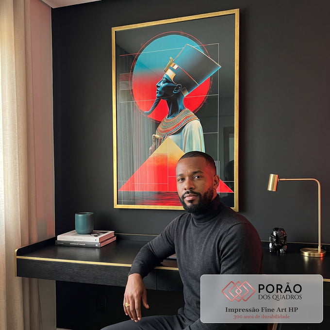 Quadro Decorativo Majestade Azul: Egípcio Moderno em escritorio moderno - quadros decorativos para sala