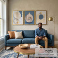 Quadro Decorativo: Luxo de Madeira & Ouro - Encanto Moderno em sala de estar moderna - quadros decorativos para sala
