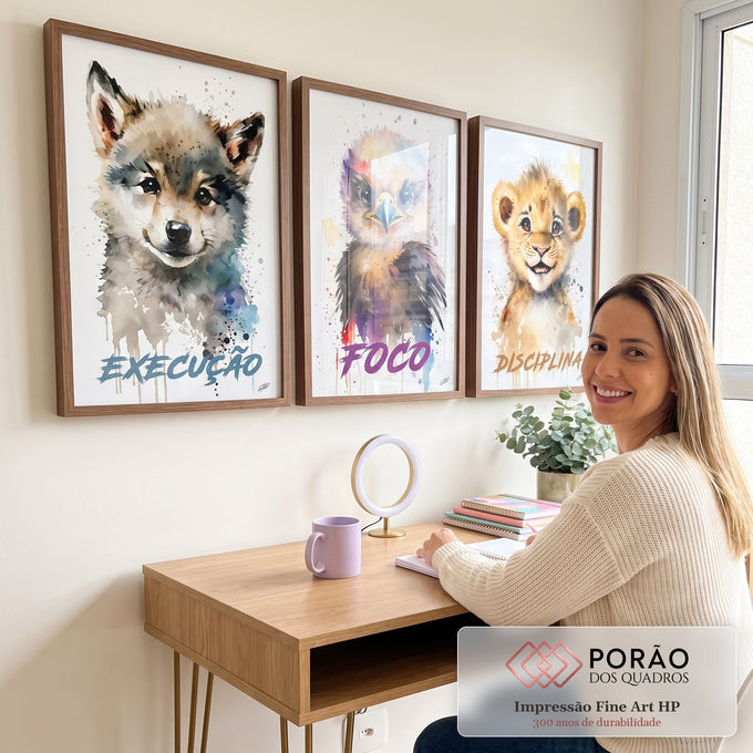 Quadro Decorativo Inspiração: Execução, Disciplina, Foco em escritorio moderno - quadros decorativos para sala