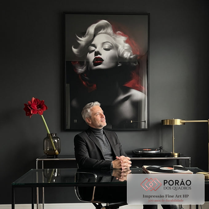 Quadro Decorativo Marilyn Monroe: Elegância Única em escritorio moderno - quadros decorativos para sala