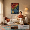 Quadro Decorativo Penas Vibrantes em sala de estar moderna - quadros decorativos para sala