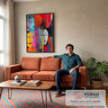 Quadro Decorativo Rostos em Cores em sala de estar moderna - quadros decorativos para sala