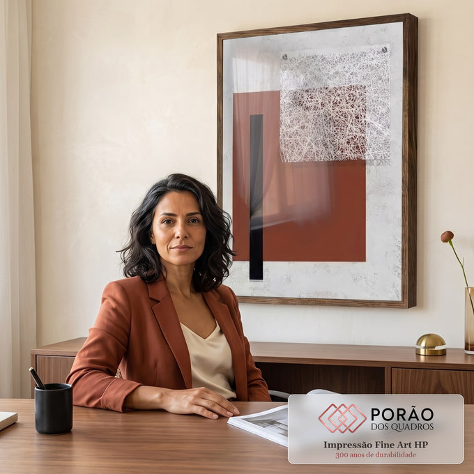 Quadro Decorativo Elegância Abstrata em Tons Serenos em escritorio moderno - quadros decorativos para sala