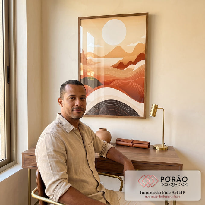 Quadro Decorativo Minimalista e Contemplativo - Serenidade nas Montanhas em escritorio moderno - quadros decorativos para sala