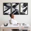 Quadro Decorativo Minimalista Abstrato Preto e Branco em escritorio moderno - quadros decorativos para sala