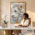 Quadro Decorativo Leão Majestoso Sofisticado em escritorio moderno - quadros decorativos para sala
