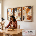 Quadro Decorativo Tripartite de Tons Terrosos para Ambientes Sofisticados em escritorio moderno - quadros decorativos para sala