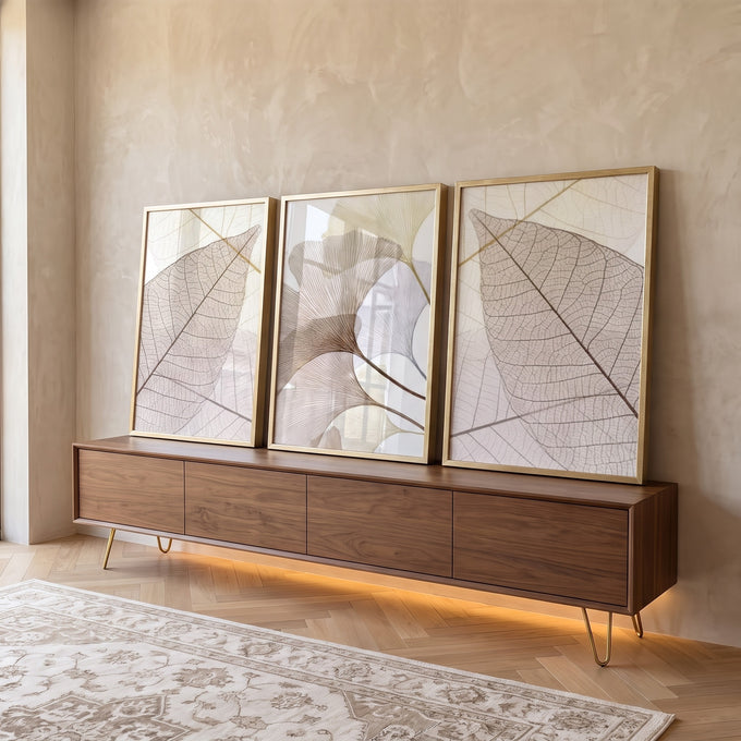 Quadro Decorativo Folhas de Ginkgo - Toque de Natureza Exclusivo em ambiente decorado - quadros decorativos para sala