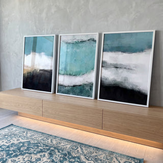 Quadro Decorativo Natureza em Azul - Toque Sereno para o Lar em ambiente decorado - quadros decorativos para sala