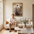Quadro Decorativo Único: Reflexão Divina de Jesus em sala de estar moderna - quadros decorativos para sala
