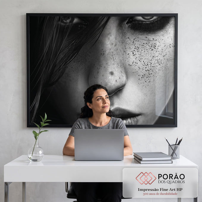 Quadro Decorativo A Seriedade da Mulher Arte que Inspira em escritorio moderno - quadros decorativos para sala