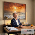 Quadro Decorativo Mar ao Pôr do Sol: Beleza Serena em escritorio moderno - quadros decorativos para sala