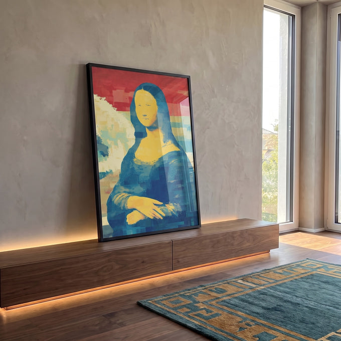 Quadro Decorativo - Mona Lisa Moderna em ambiente decorado - quadros decorativos para sala