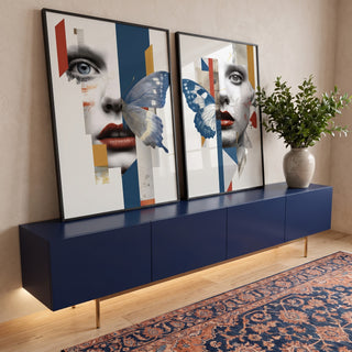 Quadro Decorativo Mulher Abstrata e Enigmática em ambiente decorado - quadros decorativos para sala