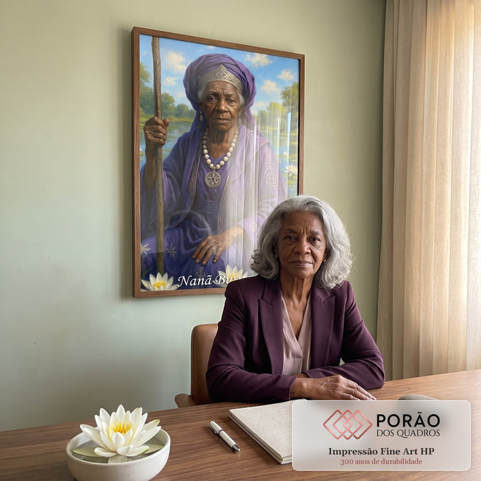 Quadro Decorativo Orixá Nanã: Sabedoria Ancestral em escritorio moderno - quadros decorativos para sala