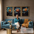 Quadro Decorativo Elegante Flor de Lótus: Toque de Paz em sala de estar moderna - quadros decorativos para sala