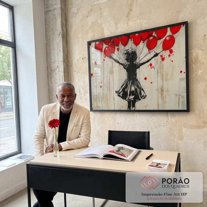 Quadro Decorativo Alegria com Balões Coloridos em escritorio moderno - quadros decorativos para sala