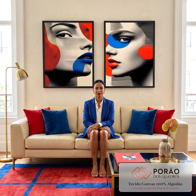 Quadro Decorativo Mulheres - Minimalismo Moderno em sala de estar moderna - quadros decorativos para sala