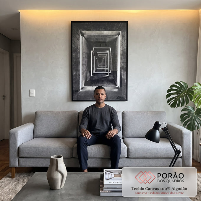 Quadro Decorativo: Jornada ao Desconhecido Único em sala de estar moderna - quadros decorativos para sala