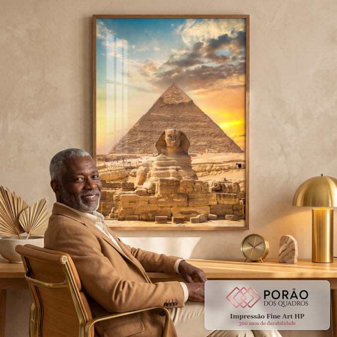 Quadro Decorativo: Esfinge e Pirâmides - Toque Mágico em escritorio moderno - quadros decorativos para sala