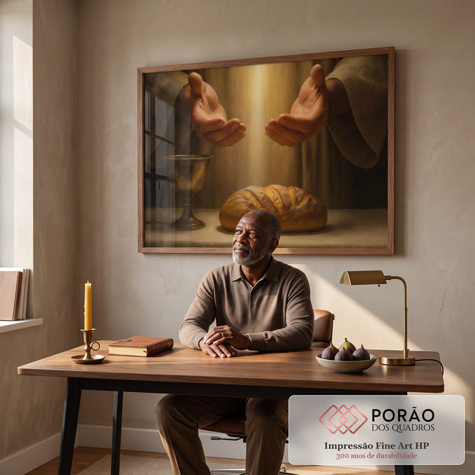 Quadro Decorativo Mãos da Abundância em escritorio moderno - quadros decorativos para sala