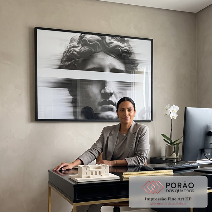 Quadro Decorativo Esculpido em Movimento em escritorio moderno - quadros decorativos para sala