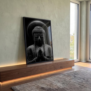 Quadro Decorativo Buda Sereno em ambiente decorado - quadros decorativos para sala