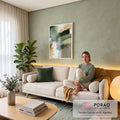 Quadro Decorativo Serene Verde Abstrato em sala de estar moderna - quadros decorativos para sala