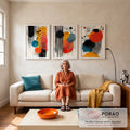 Energia Abstrata: Quadro Decorativo em Painéis de Cores Vibrantes em sala de estar moderna - quadros decorativos para sala