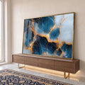 Quadro Decorativo Elegância Azul Dourado - Arte para Ambientes Sofisticados em ambiente decorado - quadros decorativos para sala