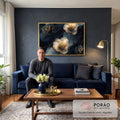Quadro Decorativo Flores Surrealistas em Movimento Abstrato em sala de estar moderna - quadros decorativos para sala