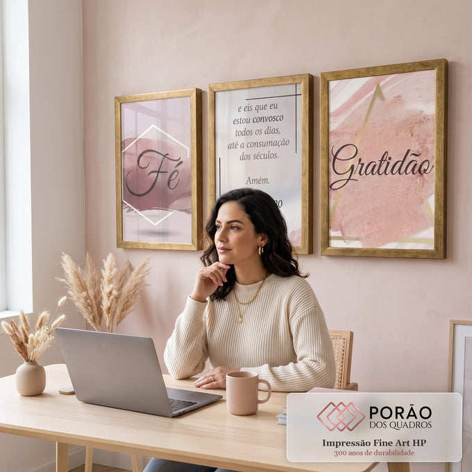 Quadro Decorativo Revelador: Fé e Gratidão Visual em escritorio moderno - quadros decorativos para sala