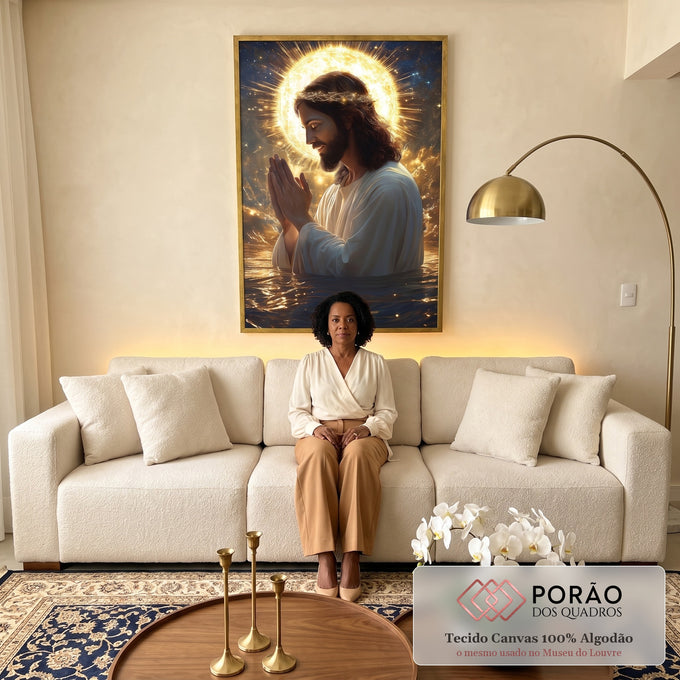 Quadro Decorativo A Esperança de Jesus em sala de estar moderna - quadros decorativos para sala