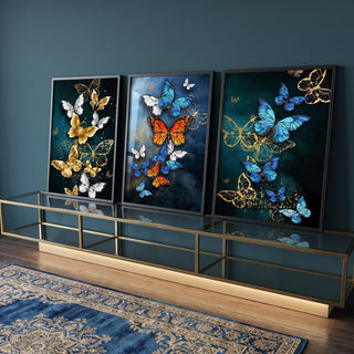 Quadro Decorativo Fascinante Renovação - Dança das Borboletas em ambiente decorado - quadros decorativos para sala
