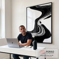 Quadro Decorativo Fluxo Preto e Branco em escritorio moderno - quadros decorativos para sala
