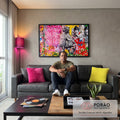 Quadro Decorativo: Cena Urbana de Esperança na Chuva em sala de estar moderna - quadros decorativos para sala