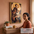Quadro Decorativo Santo Antônio Geométrico - Sofisticação e Estilo para Seu Ambiente em escritorio moderno - quadros decorativos para sala