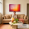 Quadro Decorativo Pôr do Sol Vibrante em sala de estar moderna - quadros decorativos para sala