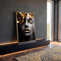 Quadro Decorativo - Rosto de Ouro em ambiente decorado - quadros decorativos para sala