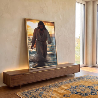 Quadro Decorativo Caminhando sobre as Águas em ambiente decorado - quadros decorativos para sala