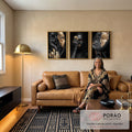 Quadro Decorativo: Beleza Dourada - Luxo e Sofisticação em sala de estar moderna - quadros decorativos para sala